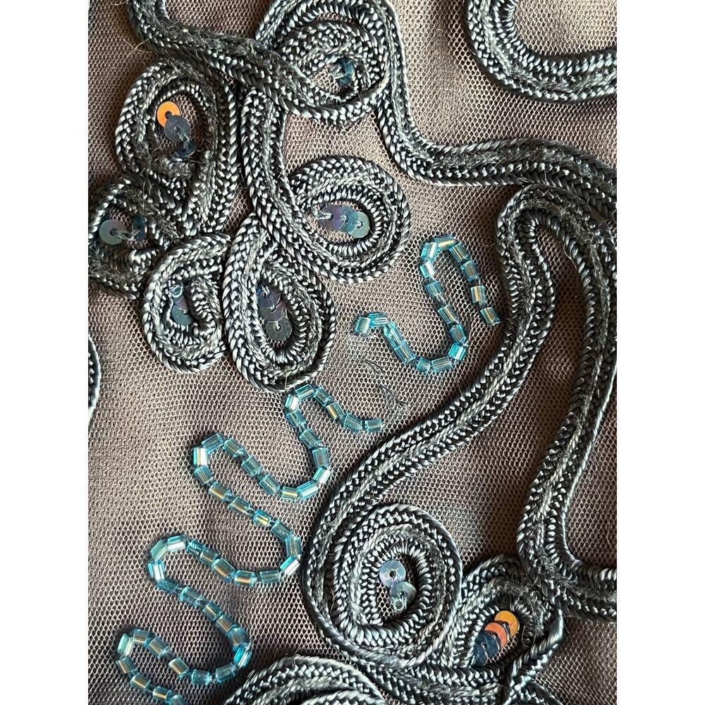 JS Collection Dress Bell sleeve soutache cocktail blue size 16 DEFECT - Picture 9 of 9